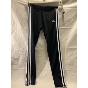 Girl's Size Large (14) Adidas Black & White Leggings Side Stripe